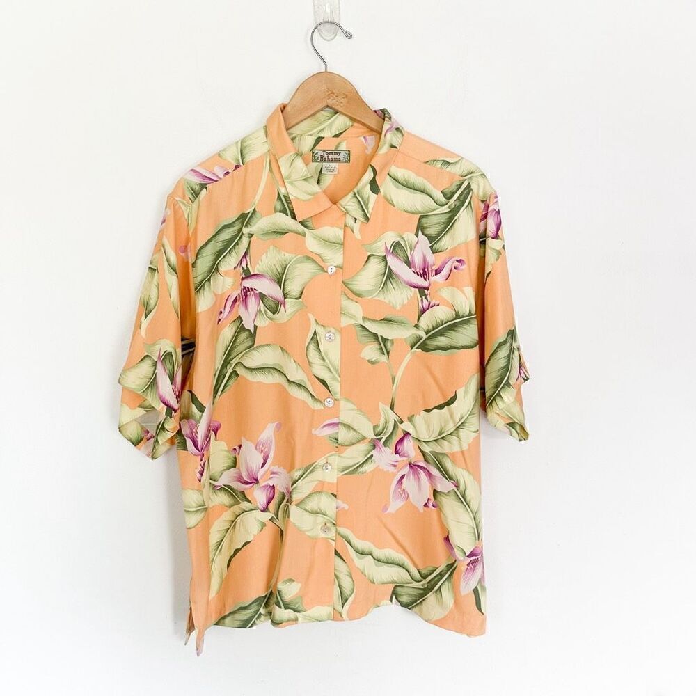 Tommy Bahama Women’s Vintage Fuzzy Peach Silk Tropical Floral Print Wrap Skirt B